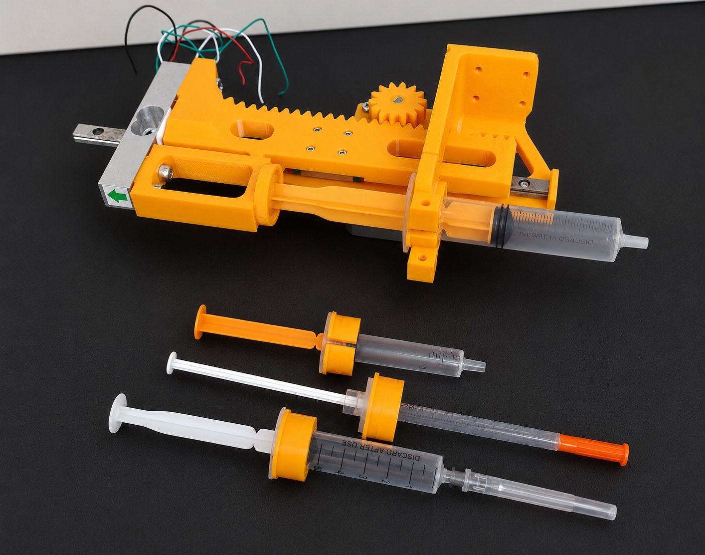 Laboratory device for measuring gel extrusion force with replaceable syringes