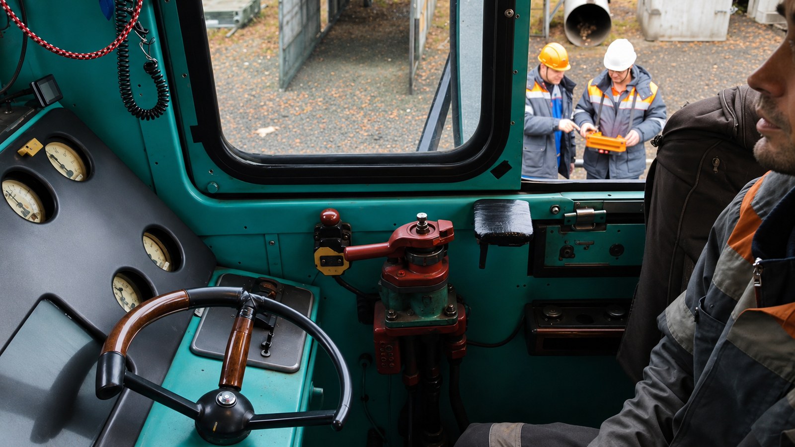 Testing the locomotive remote-control console in the depot, with movement in remote-control mode