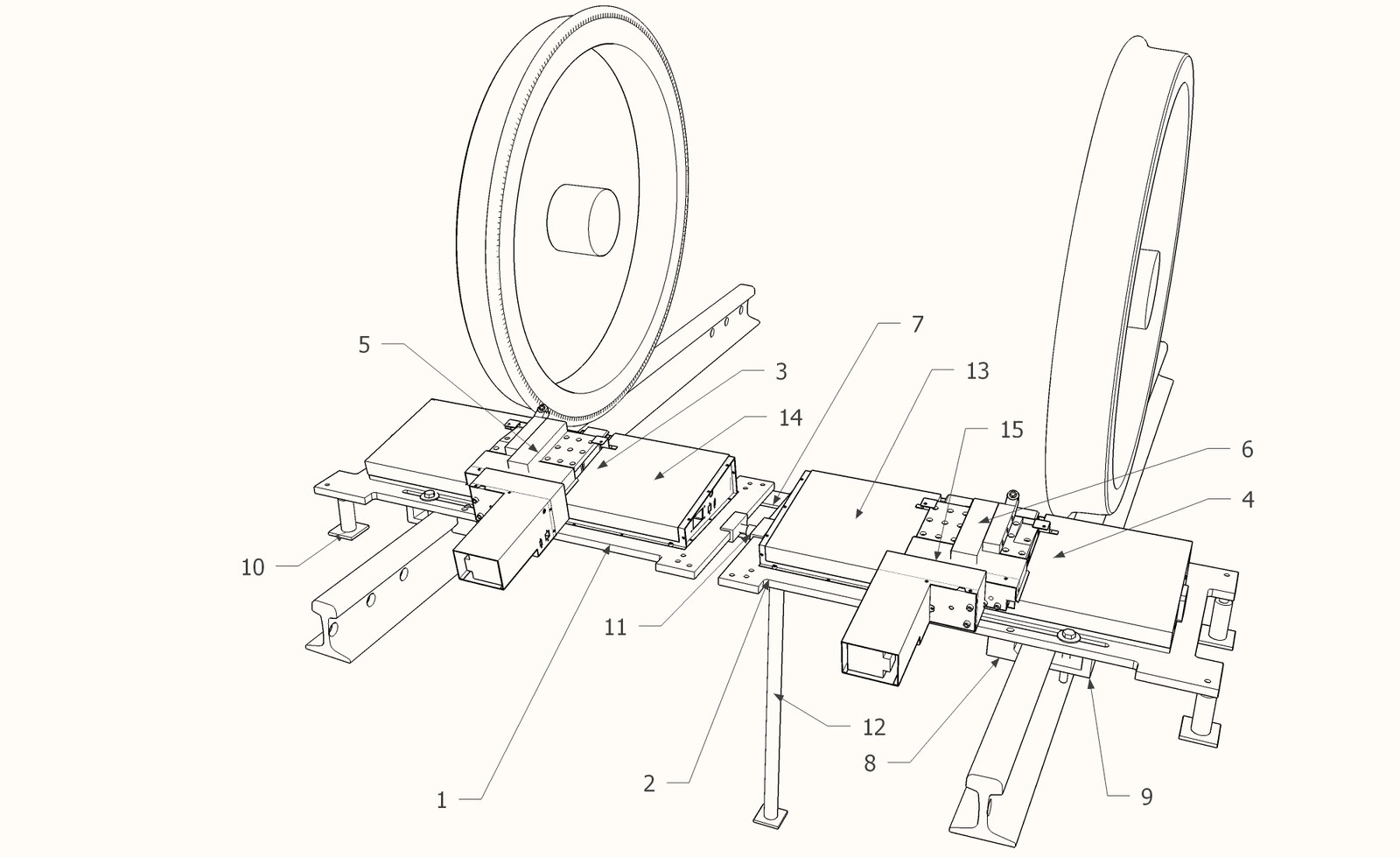 3D view of mobile CNC wheel lathe installation into a pit