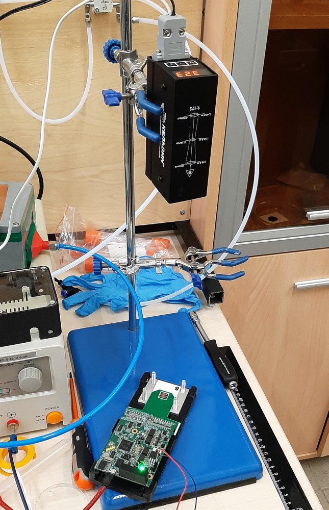 Multi-channel electronic-nose measurement board (E-nose) on the customer's test bench