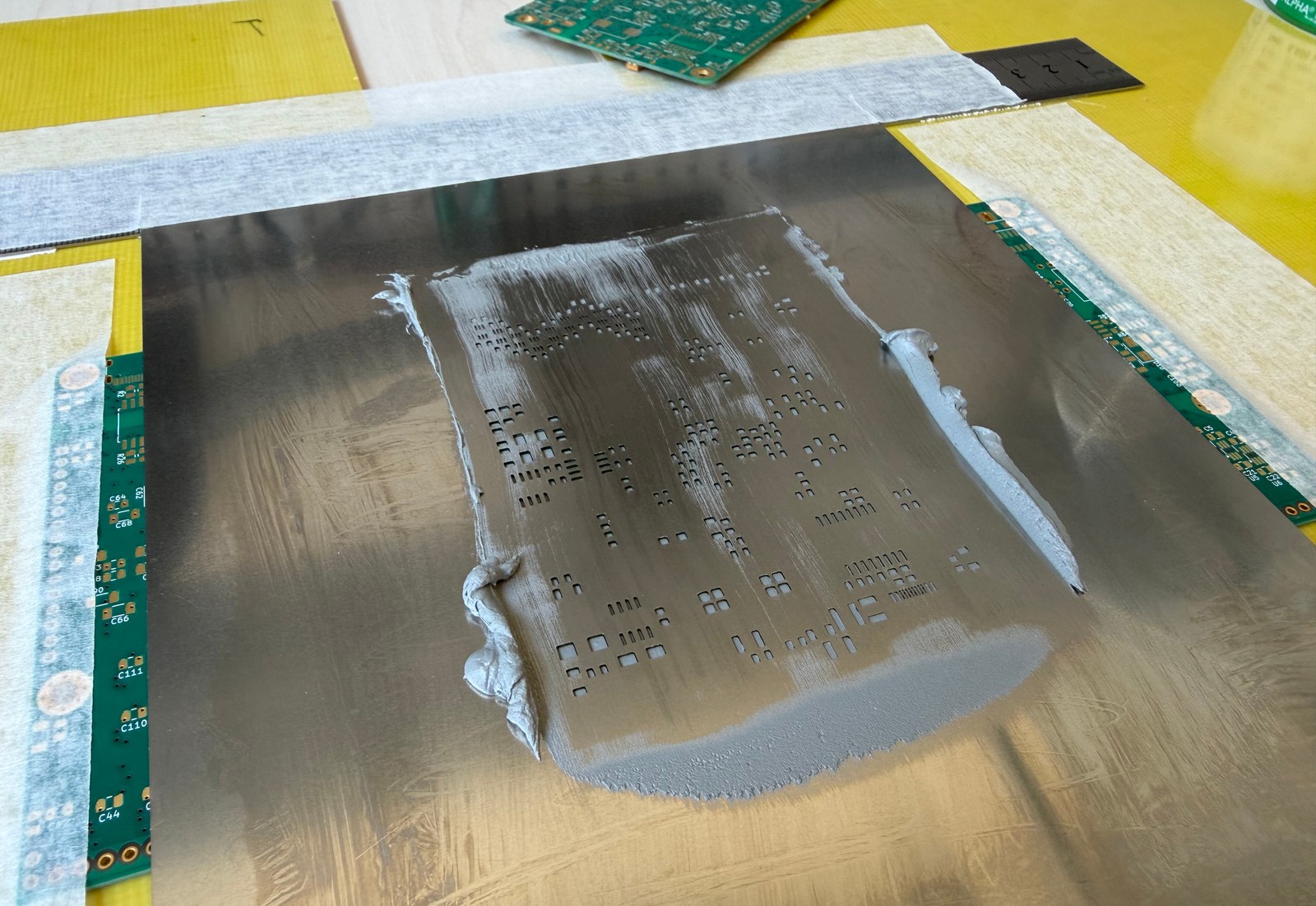Multi-channel electronic-nose measurement board (E-nose): solder-paste application through a stencil