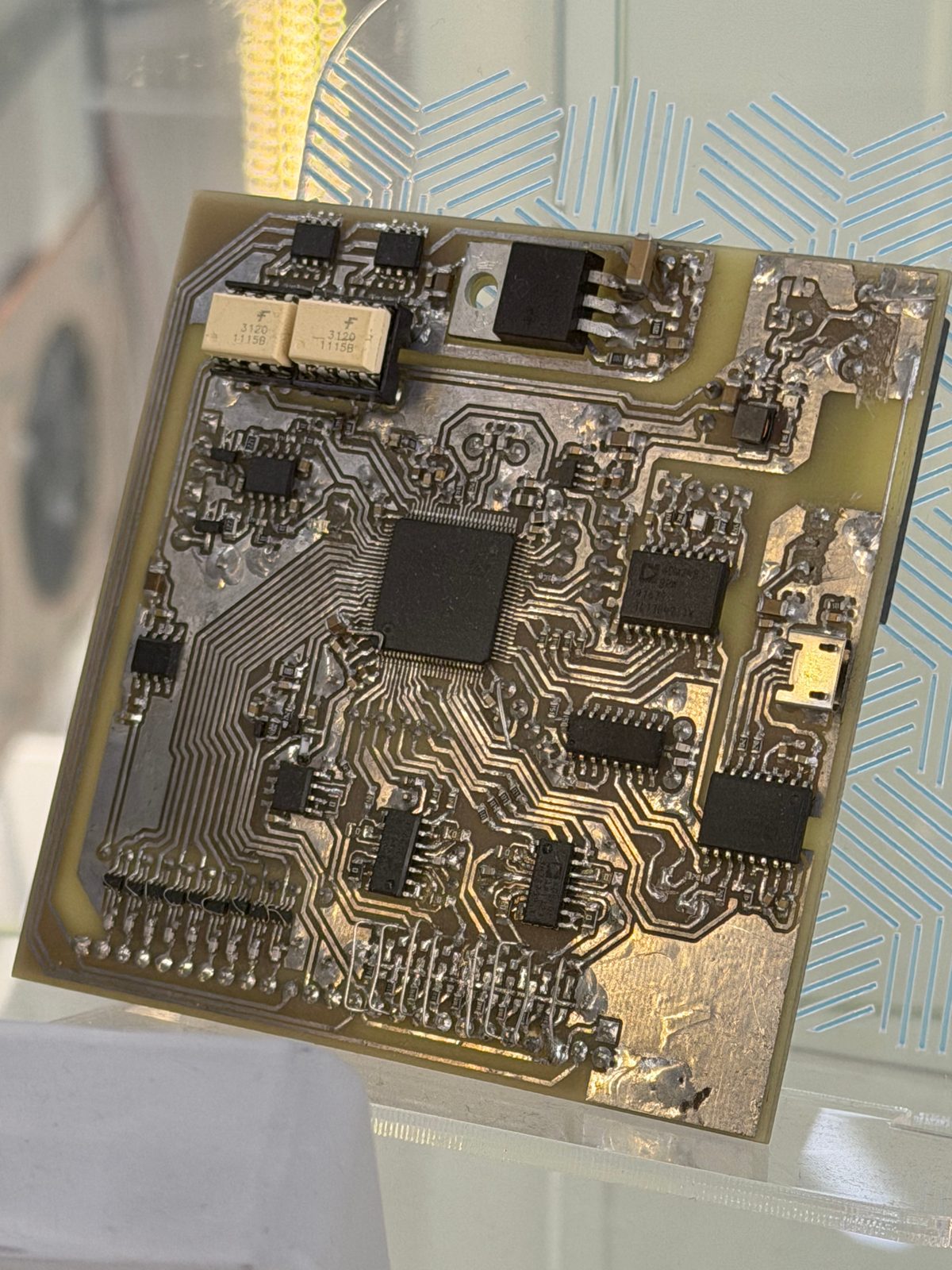 Multi-channel electronic-nose measurement board (E-nose): earliest prototype with visible corrections made by external wiring